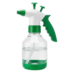 Green and White Plastic Spray Bottle with Water.
