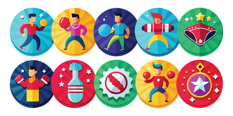 A set of various boxing sport badges and icons for design needs