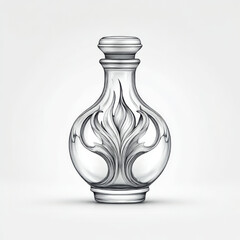 Perfume bottle, sketch art style, white and black, luxury fragrance