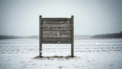 Weathered wood sign in snowy field - Powered by Adobe