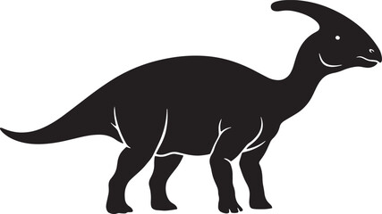 Fototapeta premium A striking black silhouette of a parasaurolophus dinosaur side profile