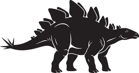 Obraz premium A striking silhouette of a stegosaurus showcasing its iconic plates and spiky tail