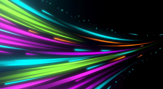 Modern abstract illustration with colorful glowing lines - Powered by Adobe