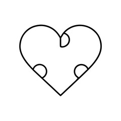 Heart outline with three semi circles inside the shape on transparent background
