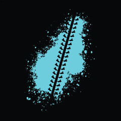 Abstract light blue paint splatter with a black tire track overlay on a dark background