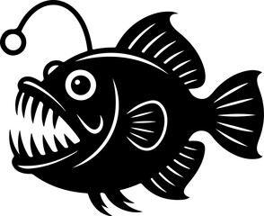 Angler fish silhouette vector illustration