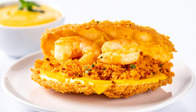 A golden-brown crispy Brazilian acaraje     