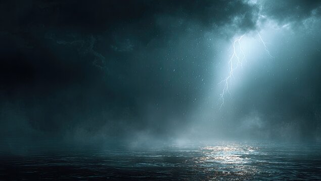 Stormy night over a dark ocean