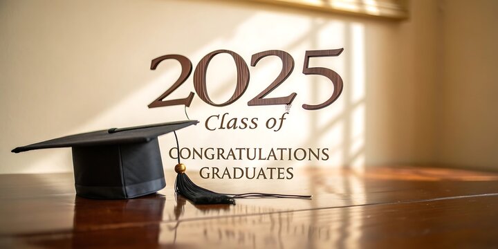Graduation cap and tassel with the year 2025 celebrating the accomplishments of the graduating class