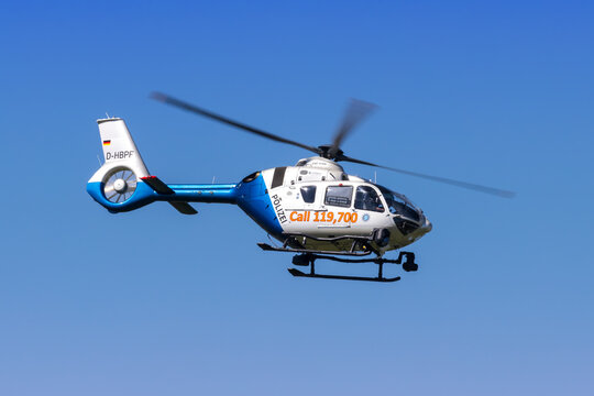 Bavarian Police Polizei Eurocopter EC 135P3 helicopter at Munich airport in Germany