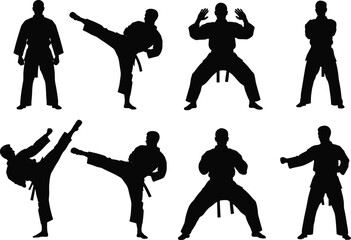 Palm Tree Silhouette Vector Set, Tropical Beach Forest Summer Exotic Collection, Coconut Tree Nature Landscape Graphic Icon Black