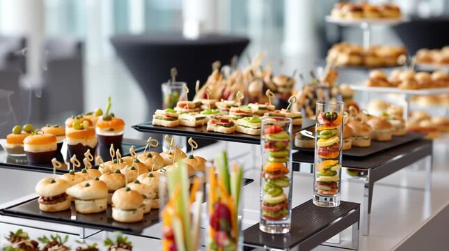 Luxury Catering Table with Appetizers &ndash; Event and Celebration Food Video