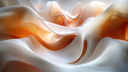 Abstract waves, soft light, gradient beige-orange, textured fluid forms
