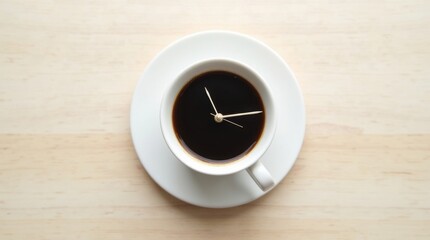 Taza de café con manecillas de reloj