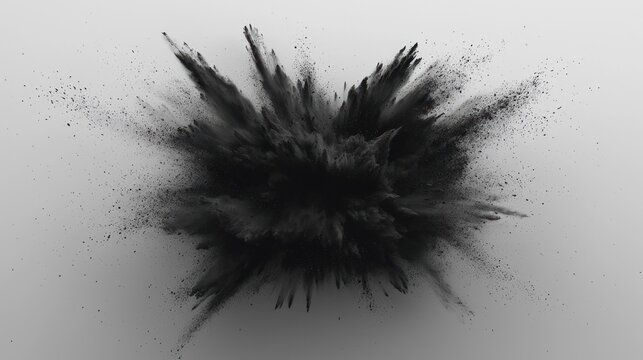 Black powder explosion against a gray background