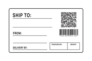 Editable shipping label with barcode, QR code and delivery fields