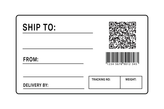 Editable shipping label with barcode, QR code and delivery fields