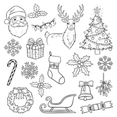 Fototapeta premium Christmas Set Black and White