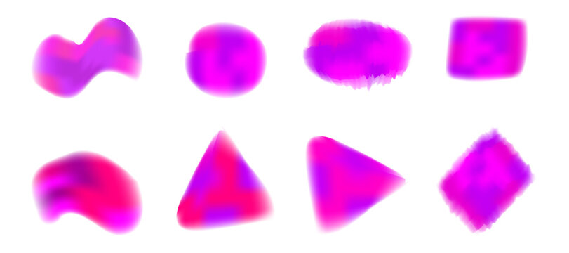 Gradient blur circle gradation radial abstract shape light blurry blue element vector colours round fluid mesh blob neon red sphere purple pink aura form bubble blend three-dimensional