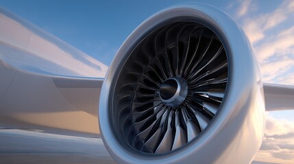 Close up of airplane engine against the sky