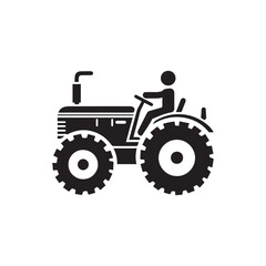 Obraz premium Tractor with Driver Silhouette – Farm Vehicle Vector Illustration