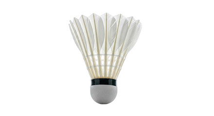 White Badminton Shuttlecock With Natural Feathers And Gray Base Isolated On Transparent Background Studio Shot