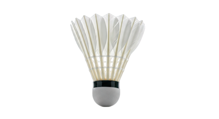 White Badminton Shuttlecock With Natural Feathers And Gray Base Isolated On Transparent Background Studio Shot