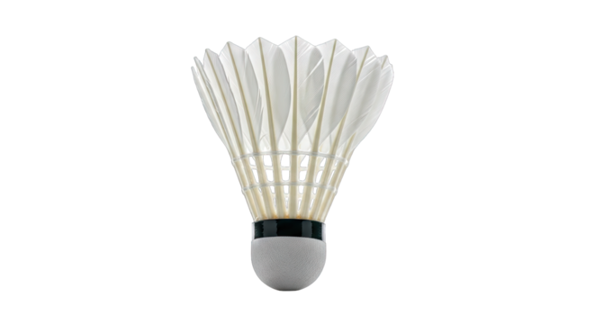 White Badminton Shuttlecock With Natural Feathers And Gray Base Isolated On Transparent Background Studio Shot