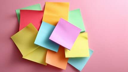 Sticky Note Post It Board Office. Business people meeting at office and use post it notes to share idea. Brainstorming concept. Sticky note on glass wall or blackboard. Set of colorful blank notes.