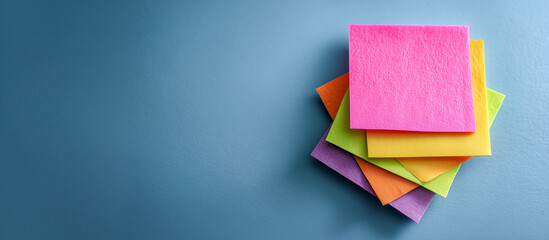 Sticky Note Post It Board Office. Business people meeting at office and use post it notes to share idea. Brainstorming concept. Sticky note on glass wall or blackboard. Set of colorful blank notes.