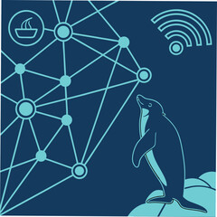 Penguin Connected Network and Wi Fi Symbol connection