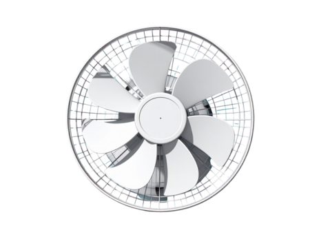 White Five-Blade Table Fan with Wire Grill PNG