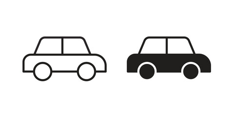 Car side view icon for template. Icon vector graphic set