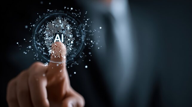 A professional actively engaging with AI technology in a rapidly evolving digital environment and landscape