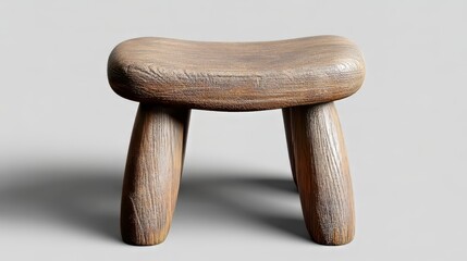 3D rendered wooden stool with transparent background