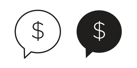 Comment dollar icon for template. Icon vector graphic set