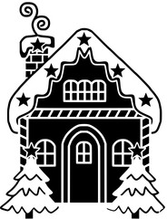 Fototapeta premium gingerbread illustration holiday silhouette christmas logo winter icon ginger outline house xmas decoration sweet celebration food dessert tree traditional shape women vector graphic background