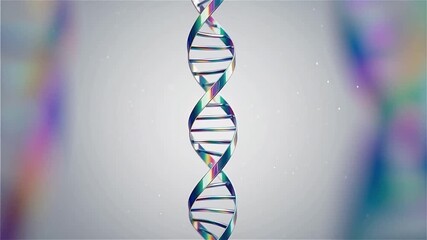 Iridescent Holographic DNA Helix – Futuristic Scientific Loop Animation - Powered by Adobe