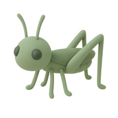 Cute Cartoon Grasshopper Character in Minimalist Style Design