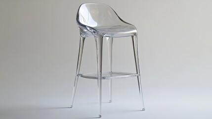 Bar stool with clear acrylic seat and sleek design on white background
