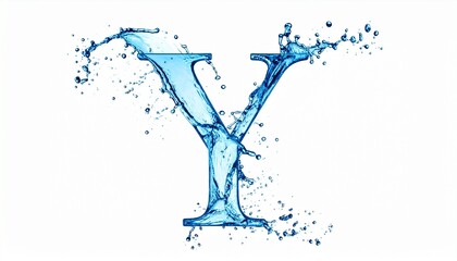 Water Splash Letter Y on White Background Symbolizing Fluid Typography and Editorial Styling for Design and Lifestyle Use