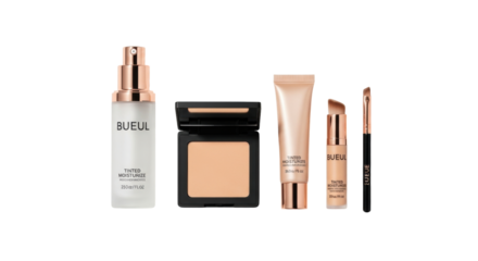 Isolated makeup tools for visage and skin care, tinted moisturizer and compact powder
