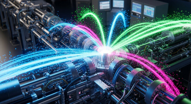 quantum particles neon jets