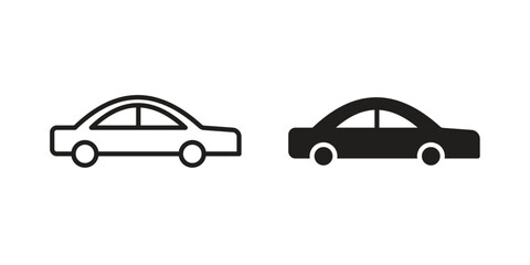 Car side view icon pictogram in trendy outline style. icon, sign or symbol.