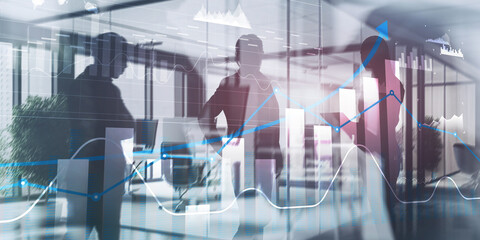 Business intelligence. Diagram, Graph, Stock Trading, Investment dashboard arrows