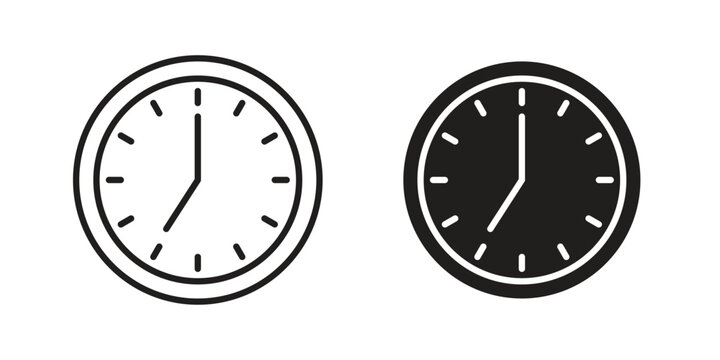 Clock seven icon pictogram in trendy outline style. icon, sign or symbol.