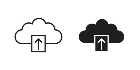 Cloud upload icon pictogram in trendy outline style. icon, sign or symbol.