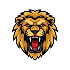 Aggressive Roaring Lion Head Vector Mascot Illustration