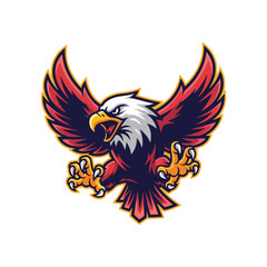 Aggressive flying eagle mascot vector logo design for gaming and esports teams