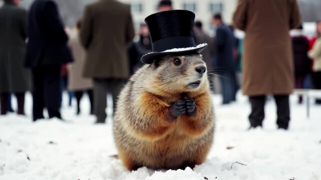 Groundhog Day is a holiday in the United States and Washington, D.C., observed annually on February 2. Groundhog in a top hat.